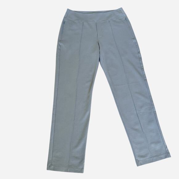 ATHLETA Eastbound Straight Pant Sz 12 Work Stretch Tencel Sage Green Zip Pockets - Picture 10 of 16